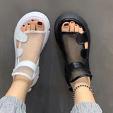 Xajzpa - Sandals Women Summer New Fashion Thick-bottomed Breathable Eugene Yarn Mesh Magic Paste Roman Sandals Hook & Loop AD1255
