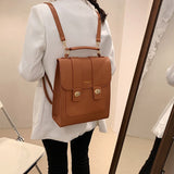 Xajzpa - New Vintage Brand Woman Backpack High Quality PU Leather School Bags For Teenage Girls Fashion Soft Ladies Double Shoulder Bags