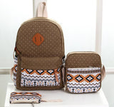 Xajzpa - Preppy Canvas Hemp Boho/Aztec Stripe Multi Pocket Backpack Hippie/Tribal Laptop Bags Bohemia Set