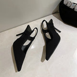 Xajzpa - Fashion Shoes Woman Slingbacks Thin High Heel Shallow Slip On Elegant Pumps Pointed Toe Pumps For Party Wedding Shoes