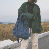 Xajzpa - New Denim Bag Neutral And Women Canvas Bag Large Shopping Bag Art Student Bag Unisex Shoulder Bag