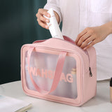 Xajzpa - PU Women Travel Storage Bag Cosmetic Bag Makeup Bag Travel Organizer Bags Waterproof Washbag Transparent Cosmetic Cases