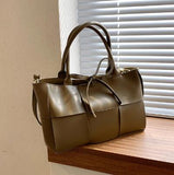 Jsvery Luxury Brand Large Weave Tote bag 2022 Winter New High-quality PU Leather Women's Designer Handbag High capacity Shoulder Bags jsvery