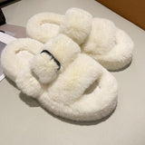 Xajzpa - Winter Fashion Soft Warm Comfort Flat Fur Slipper Brand Designer Slip On Loafers Mules Flip Flops Casual Ytmtloy Indoor