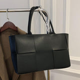 Jsvery Luxury Brand Large Weave Tote bag 2022 Winter New High-quality PU Leather Women's Designer Handbag High capacity Shoulder Bags jsvery