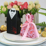 Xajzpa - 50/100pcs Bride And Groom Wedding Favor And Gifts Bag Candy Box DIY With Ribbon Wedding Decoration Souvenirs Party Supplies