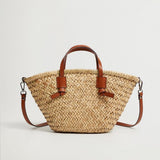 Xajzpa - Casual Wicker Woven Basket Bags Rattan Women Handbags Summer Beach Straw Large Capacity Tote Big Shoulder Crossbody Bag
