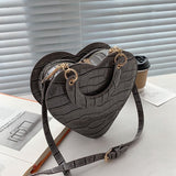 Xajzpa - Brand Heart Tote Bag For Women Stone Pattern PU Leather Crossbody Bags Female Small Shoulder Bags Cute Purse Handbags