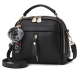 Xajzpa - Girl Messenger Bags with Fair Ball Tassel Fashion PU Leather Handbag for Women Female Shoulder Bags Ladies Party Handbags