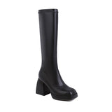 Xajzpa - thick soled chunky high heel high boots