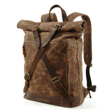 Xajzpa - New Luxury Vintage Canvas Backpacks for Men Oil Wax Canvas Leather Travel Backpack Large Waterproof Daypacks Retro Bagpack