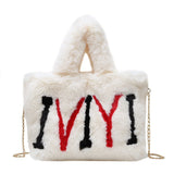 Xajzpa - Plush Tote Bags Chain Women Bags Soft Fluffy Bags NEW Winter Bags For Women Furry Bags Luxury Handbag Fur Shoulders Bags