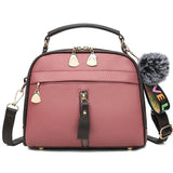 Xajzpa - Girl Messenger Bags with Fair Ball Tassel Fashion PU Leather Handbag for Women Female Shoulder Bags Ladies Party Handbags
