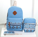 Xajzpa - Preppy Canvas Hemp Boho/Aztec Stripe Multi Pocket Backpack Hippie/Tribal Laptop Bags Bohemia Set