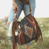 Xajzpa - Retro Canvas Shoulder Bags With Tassel New Pattern National Style Zipper Casual And Fashion Bags