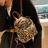 Xajzpa - Fashion Women Mini Backpack High Quality Leopard Nylon Shoulder Bag Small Backpack School Bags for Teenage Girls Travel Rucksack