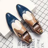 Xajzpa - Luxury Men's Brogue Shoes Men Casual Formal Business leather Shoes Men Color Matching Wedding Shoes Italian Dress banquet Shoes