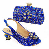Xajzpa - Ladies Italian Leather Shoe and Bag Set Blue Color Italian Shoe with Matching Bag Set Nigerian Shoes and Bag Set for Party