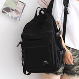Xajzpa - Solid Color Backpacks for Women New Large Capacity School Backpack Bag Women Waterproof Shoulder Travel Bag Ladies Ruckpack