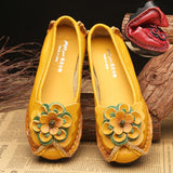 Xajzpa - Spring Leather Shoes Women Flats New Style Flower Genuine Leather Shoes For Female Flats Casual Shoes Woman Loafers