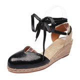 Xajzpa - Women Wedges Sandals Ankle Strap Woman Espadrilles Narrow Band Closed Toe Female Summer Shoes Ladies Platform Sandal New
