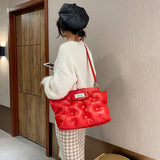 Xajzpa - Casual Space Padded Pillow Bag Designer Women Shoulder Bags Luxury Soft Pu Leather Crossbody Messenger Bag Large Tote Handbags