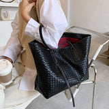 Xajzpa - Vintage Fashion Female Weave Style New High Quality PU Leather Women Designer Handbag High capacity Shoulder Messenger Bag