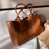 Xajzpa - Luxury Brand Large Weave Tote bag 2023 Winter New High-quality PU Leather Women's Designer Handbag High capacity Shoulder Bags