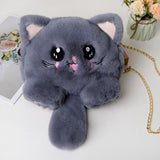 Xajzpa - New Fashion Plush Bag Women Animal Cat Shoulder Bag Girls Cute Fur Mobile Phone Bag Female Purse