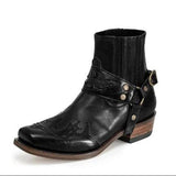 Xajzpa - Men male man plus size ankle boots gladiator matin slip on shoe mens vintage PU leather zapatos de hombres personlizar M0894