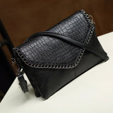 Xajzpa - Casual Crossbody Bag Female Messenger Bags black PU Leather Women's Shoulder Bags Chain women Envelope clutch purses