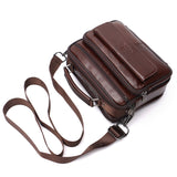 Xajzpa - Genuine Leather Male's Crossbody Bag Casual Business Leather Men's Messenger Bag Vintage Men Big Bag Zipper Shoulder Handbags