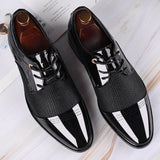 Xajzpa - Big Size Men Dress Shoes Quality Men Formal Shoes Lace-Up Men Business Oxford Shoes Brand Men Wedding Pointy Shoes 38-48