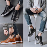 Xajzpa - Autumn Casual Shoes Men's New Korean Version Of Fashion Shoes Leather Breathable Front Lace Men's Shoes Men's Shoes