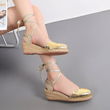 Xajzpa - Women Wedges Sandals Ankle Strap Woman Espadrilles Narrow Band Closed Toe Female Summer Shoes Ladies Platform Sandal New