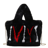 Xajzpa - Plush Tote Bags Chain Women Bags Soft Fluffy Bags NEW Winter Bags For Women Furry Bags Luxury Handbag Fur Shoulders Bags