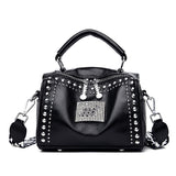 Xajzpa - Brand Women Leather Handbags Fashion Rivet Female Bag Black High Capacity Crossbody Bags for Ladies New Luxury Shoulder Bag