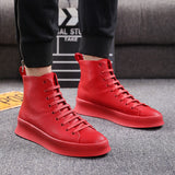 Xajzpa - New Style Fashion Ankle Boots Men Red White Casual Shoes Handmade Genuine Leather Luxury Personalized Original Design Boots