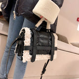 Xajzpa - fashion lambswool quilted women handbags design brand shoulder bags luxury pu leather space padded crossbody messenger bag