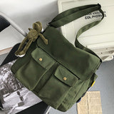 Xajzpa - Thickened Canvas Shoulder Bag Student Postman Female Wear-resistant Canvas Bag Crossbody Bags Japanese-style Handbags For Women