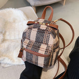 Xajzpa - Winter Plaid Nylon Women Backpack New Korean Students Small Schoolbag Campus Stripe Style Fashion Girls Travel Bags