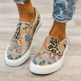 Xajzpa - Pieced Raw Edge Animal Print Canvas Slip-On Flats