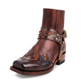 Xajzpa - Men male man plus size ankle boots gladiator matin slip on shoe mens vintage PU leather zapatos de hombres personlizar M0894