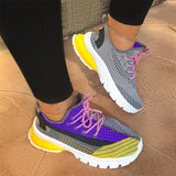 Xajzpa - Women&#39;s Sneakers Free Shipping Ladies Sport Shoes Autumn Mix Color Knitted Fabric 35-43 Large-Sized Flats Female Shoes