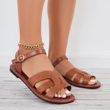 Xajzpa - Summer Buckle Strap Sandals Open Toe Flat Beach Sandals