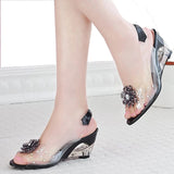 Xajzpa Fashion SummerHigh Quality Wedge Heel Sandals Casual Shoes Women Stylish Transparent Open Toe High Heels Plus Size