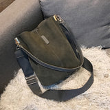 Xajzpa - Brand Luxury Designer Handbag Ladies Bucket Bag PU Leather Shoulder Bags Large Capacity Wide Shoulder Strap Crossbody Bags Tote