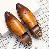 Xajzpa - Luxury Men's Brogue Shoes Men Casual Formal Business leather Shoes Men Color Matching Wedding Shoes Italian Dress banquet Shoes