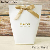 Xajzpa - 5pcs Upscale Black White Bronzing &quot;Merci&quot; Candy Box French Thank You Wedding Favors Gift Box Package Birthday Party Favors Bags