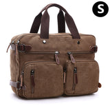 Xajzpa - Vintage Men Canvas Bag Leather Briefcase Travel Suitcase Messenger Shoulder Tote Handbag Large Casual Business Laptop Pocket